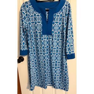 Cabana Life Woman's Blue Geo print Dress size L
